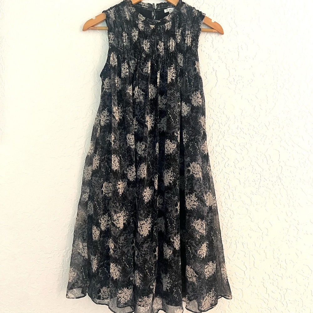 Joie Women's Dress Med Baltic Print Sleeveless Navy Rouched Neckline